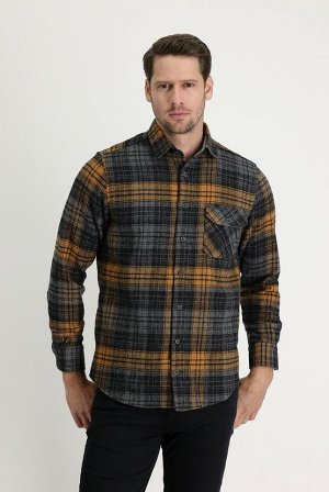 Рубашка-рубашка в клетку Dark Smoked Regular Fit