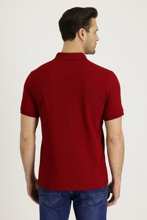 Темно-красная облегающая футболка с воротником поло