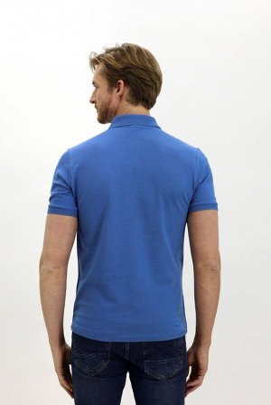 Приталенная футболка с вышивкой кобальтово-синего цвета с воротником-поло