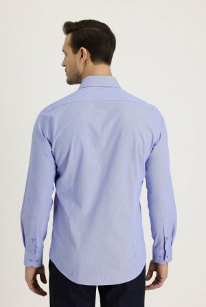 Голубая рубашка узкого кроя с длинным рукавом с рисунком