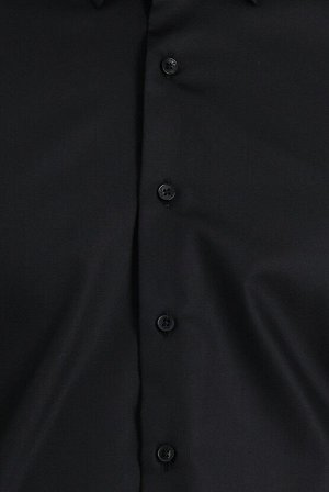 Черная рубашка узкого кроя с длинным рукавом без железа