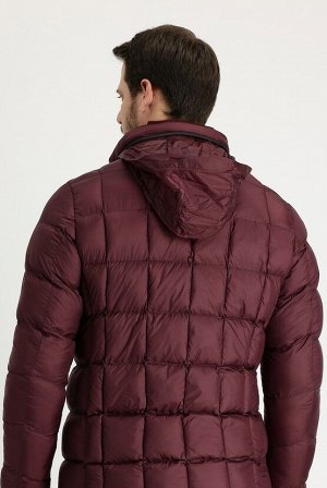 Kiğılı Темно-бордовое приталенное стеганое пальто с капюшоном