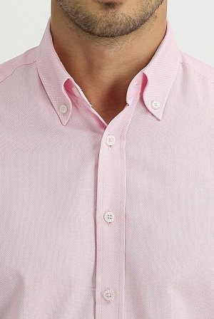 Розовая приталенная оксфордская рубашка с длинным рукавом