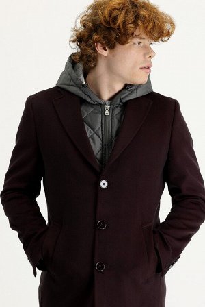 Темно-бордовый приталенный жилет-пальто