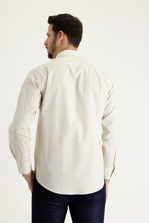 Кремовая классическая рубашка с длинным рукавом и узором