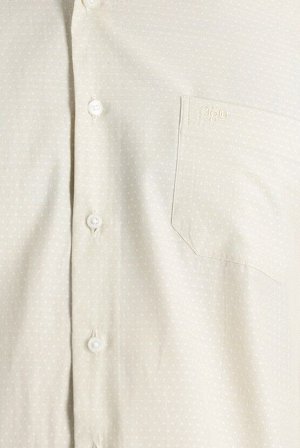 Кремовая классическая рубашка с длинным рукавом и узором
