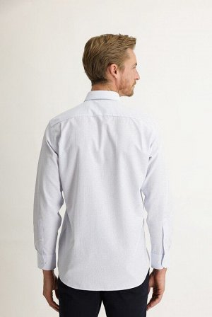 Бледно-голубая классическая рубашка в полоску с длинным рукавом