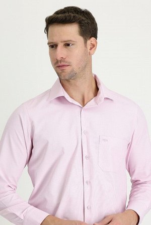Средняя розовая классическая рубашка с длинным рукавом и узором