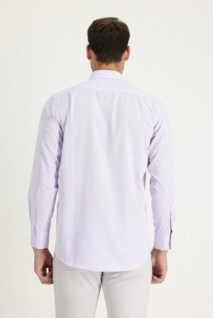 Светло-пурпурная рубашка классического кроя с длинным рукавом