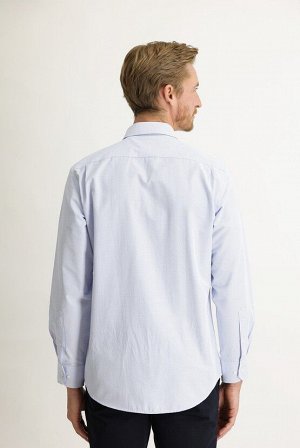 Голубая классическая рубашка с длинным рукавом с рисунком