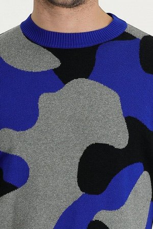 Светло-синий приталенный трикотажный свитер с круглым вырезом Sax