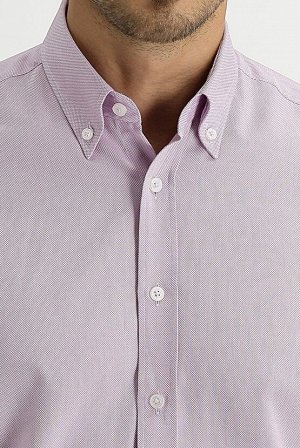 Светло-фиолетовая приталенная оксфордская рубашка с длинным рукавом