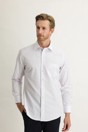 Сиреневая классическая рубашка в полоску с длинным рукавом