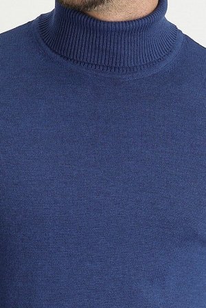 Трикотажный свитер стандартного кроя с высоким воротником цвета индиго меланж