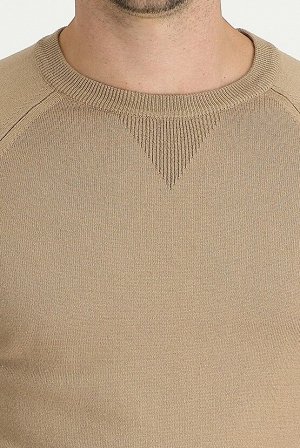 Kiğılı Темно-бежевый вязаный свитер с круглым вырезом, классический крой, с узором