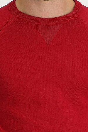 Темно-красный вязаный свитер с круглым вырезом, классический крой, узорчатый вязаный свитер
