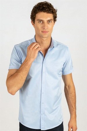 Рубашка Modern Slim Fit с коротким рукавом и воротником-стойкой