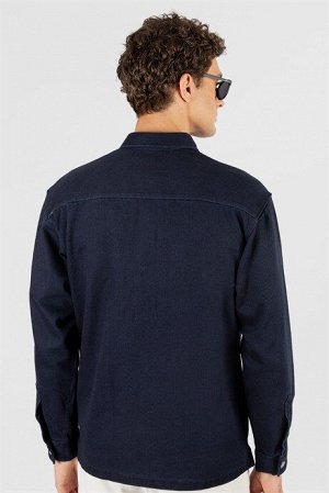 tudors Рубашка-пальто из однотонного габардина удобного кроя с карманами