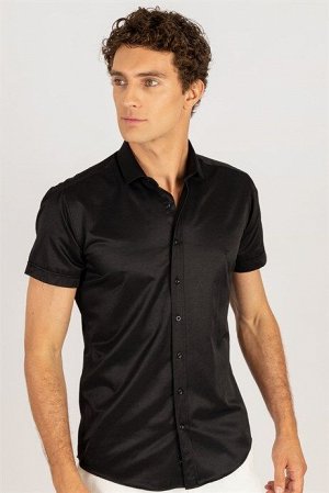 tudors Рубашка Modern Slim Fit с коротким рукавом и воротником-стойкой