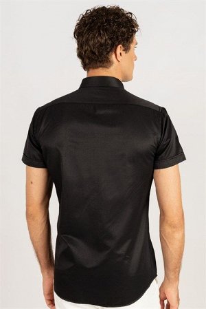 tudors Рубашка Modern Slim Fit с коротким рукавом и воротником-стойкой