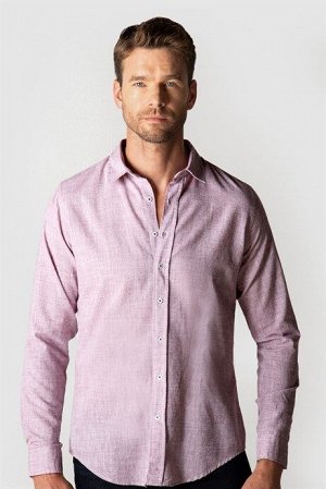 Мужская рубашка Slim Fit с длинным рукавом из хлопка Flam с окантовкой воротника