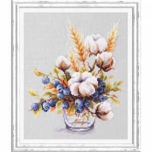 Вышивка крестиком «Хлопок и черника», 18x23 см, набор для творчества
