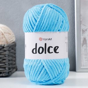 Пряжа "Dolce" 100% микрополиэстер 120м/100гр (758 т. голубой)