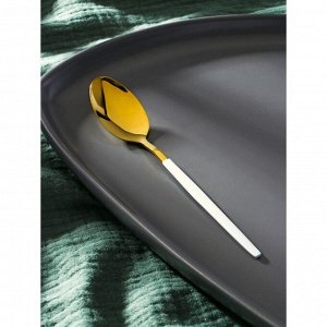 Ложка чайная Magistro «Блинк», 14,5?3 см, белая ручка, на подвесе, цвет золотой