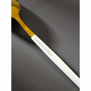 Ложка чайная Magistro «Блинк», 14,5?3 см, белая ручка, на подвесе, цвет золотой