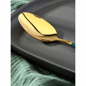 Ложка столовая Magistro «Блинк», 22?4 см, на подвесе, цвет золотой, зеленая ручка