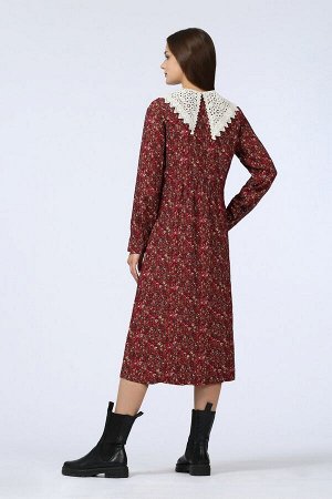 Polinushka Платье женское &quot;Кружева&quot; модель 472/2 цвет: бордовые цветы