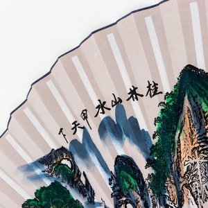 Веер бамбук, текстиль h=90 см "Зелёные горы" белый