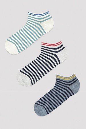 Разноцветные носки-тройки в полоску E. Dense Stripe Booties