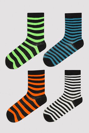 Черные носки для мальчиков с несколькими линиями, 4 предмета