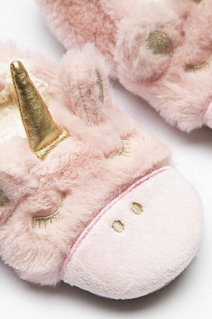 Светло-розовые носки с пушистым единорогом для девочек
