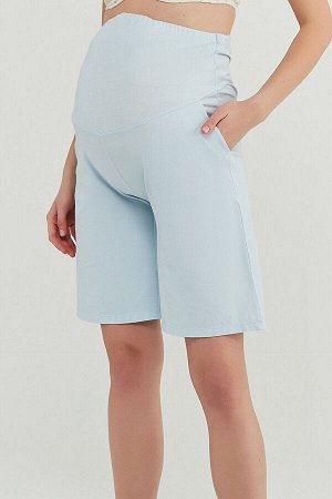 Голубые длинные шорты для беременных Mama