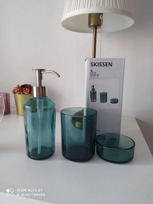 Икея набор аксессуаров для ванной Skissen Скиссен 3 пр. стекло