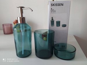 Икея набор аксессуаров для ванной Skissen Скиссен 3 пр. стекло
