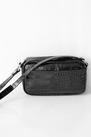 Addax Черная сумка через плечо с крокодиловым узором на ремешке