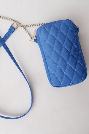 Синяя стеганая сумка для телефона