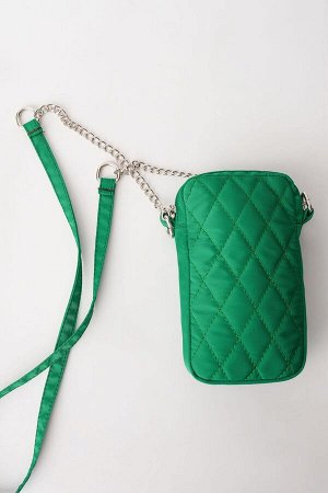 Зеленая стеганая сумка для телефона