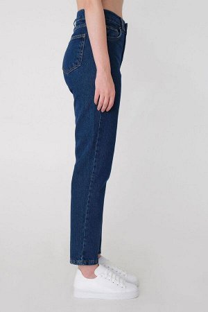 Темные джинсовые джинсы Mom с высокой талией