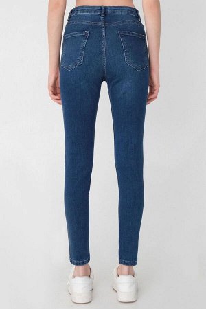 Джинсовые брюки с высокой талией джинсового цвета