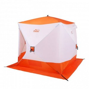 Палатка зимняя куб СЛЕДОПЫТ, 2,1 х2,1 м, Oxford 210D PU 1000, 4-местная ,цвет бело-оранжевый