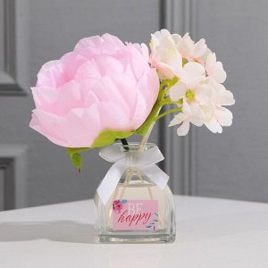 Аромадиффузор с декоративными цветами «Be happy», аромат роза, 50 мл
