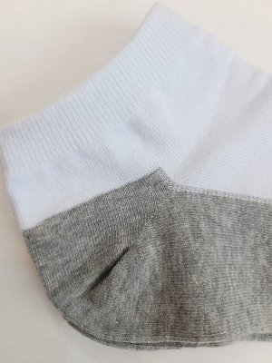 Носки мужские спортивные, укороченные, бело-серые. Ю.Корея