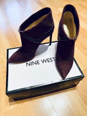 Ботильоны NINE WEST натуральная замша винного цвета