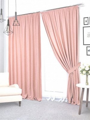 Комплект штор  КАНВАС (эффект замши) цвет нежно розовый: 2 шторы по 150 см