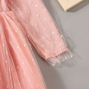Платье розовое комбинированное