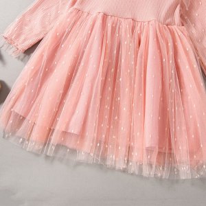 Платье розовое комбинированное